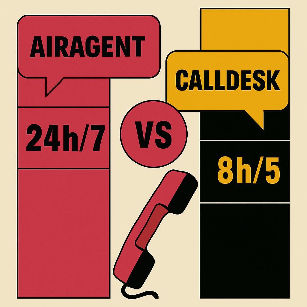 découvrez notre comparatif complet entre airagent et calldesk, spécialement conçu pour les pme françaises. analysez les fonctionnalités, tarifs et avantages pour choisir la solution idéale.