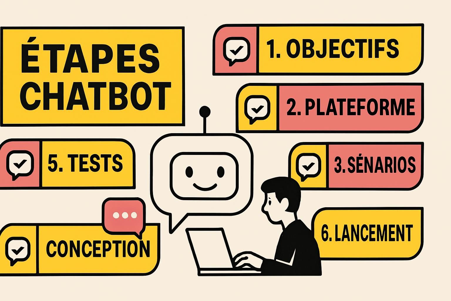 découvrez les 6 étapes incontournables pour développer un chatbot efficace et réussir votre projet d'automatisation de la communication.