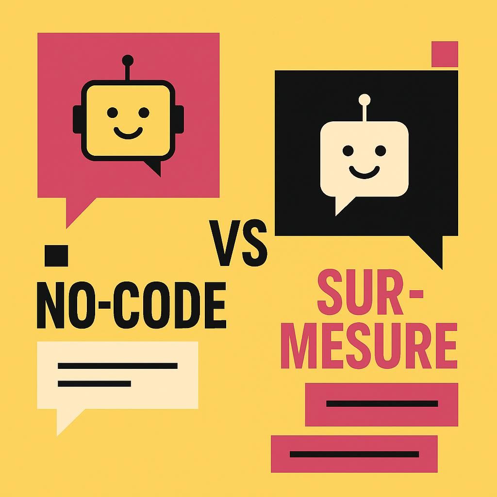 découvrez comment créer un chatbot vous-même en comparant les solutions no-code et le développement sur-mesure pour choisir l'approche qui correspond le mieux à vos besoins.