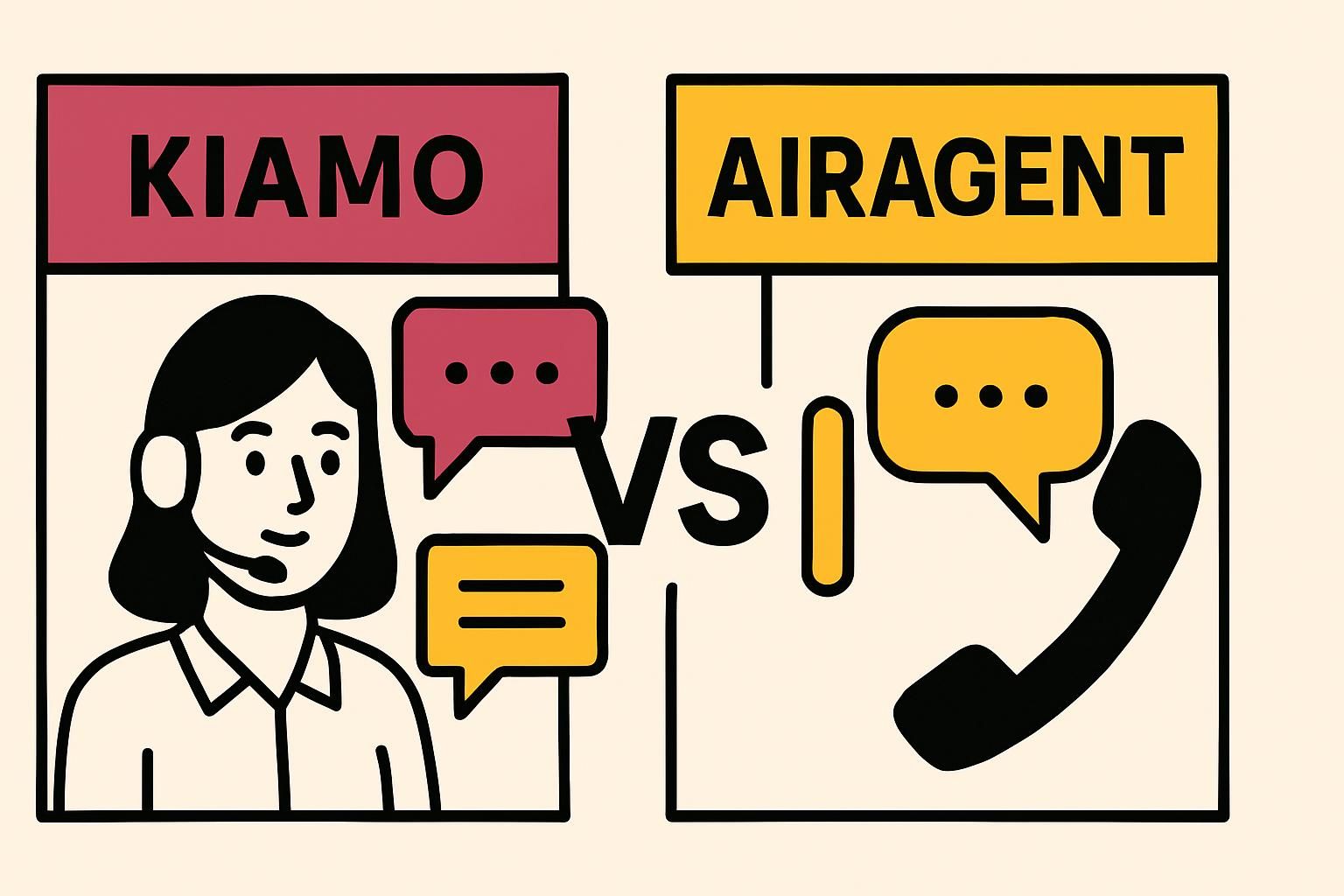 découvrez la comparaison entre kiamo, un centre de contacts omnicanal performant, et airagent, un agent vocal doté d'intelligence artificielle, pour optimiser la gestion de la relation client.