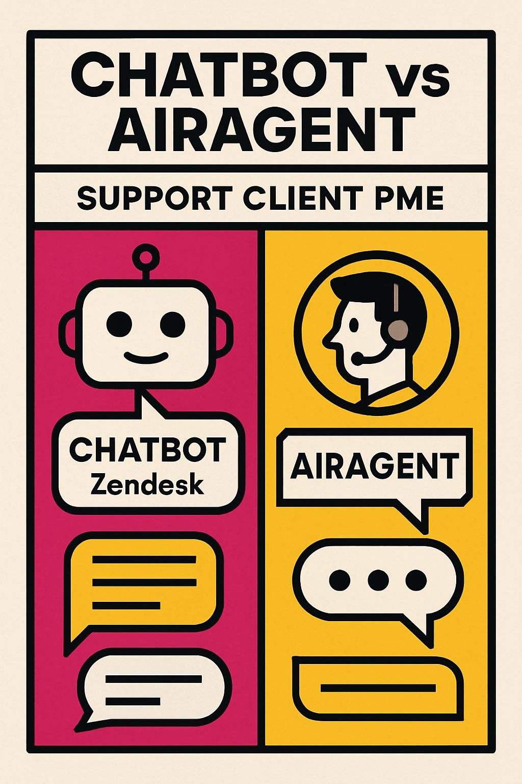 comparez les chatbots zendesk et airagent pour choisir le support client idéal adapté aux besoins de votre pme. découvrez leurs fonctionnalités, avantages et tarifs.